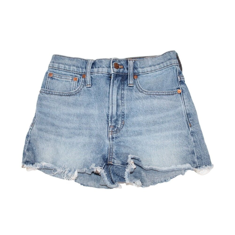 Madewell The Perfect Jean Short Raw Hem High Rise Blue Denim Women's Size 25